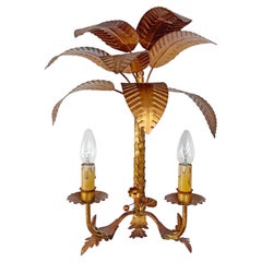 Large Gilt Palm Tree Wall Light Attributed to Maison Jansen