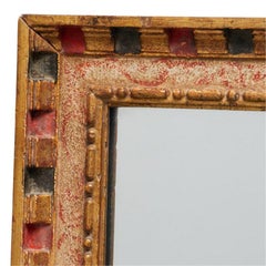 Large Gilt & Polychrome Red & Black Mirror
