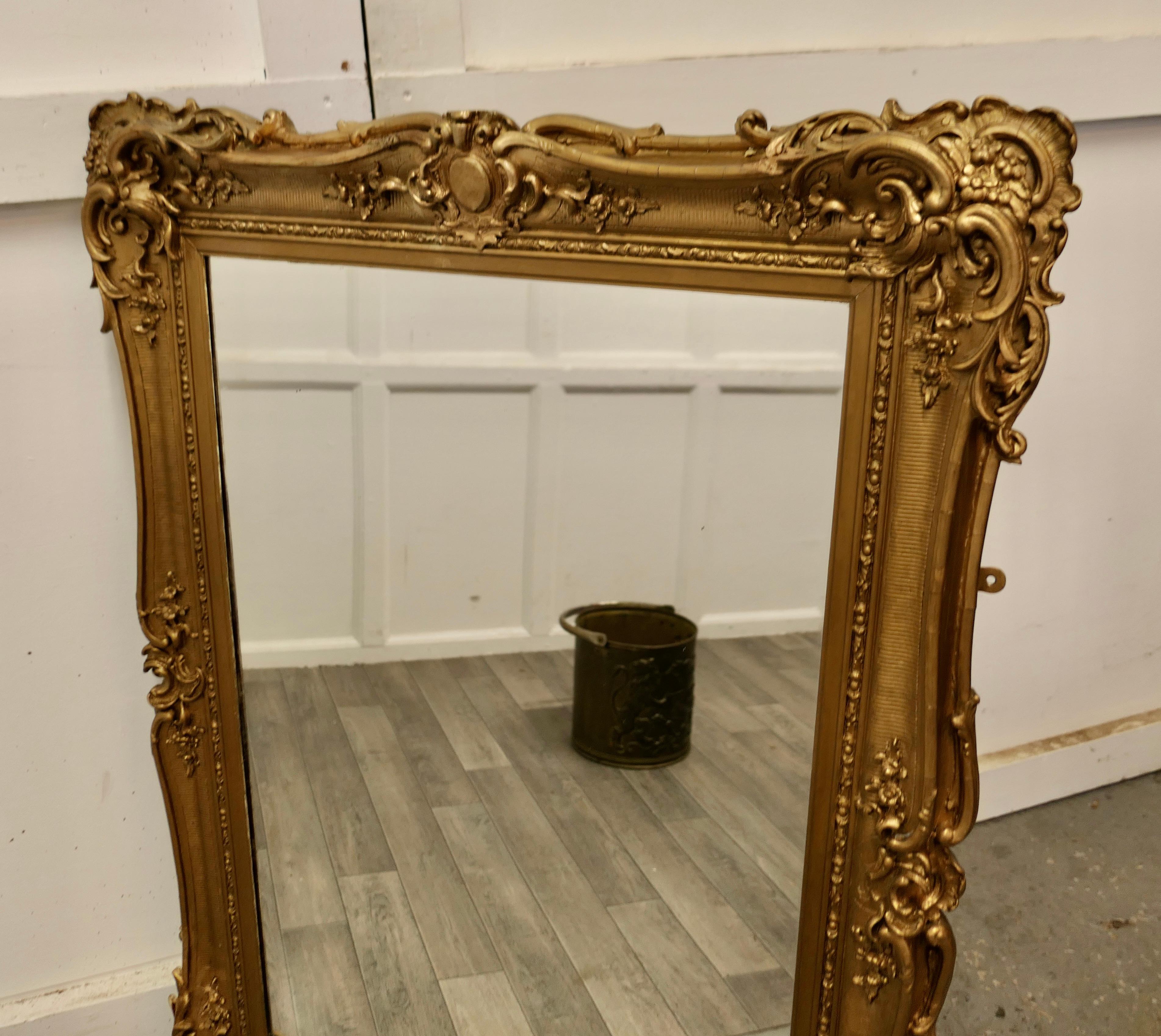 19th Century Large Gilt Rococo Wall Mirror    For Sale