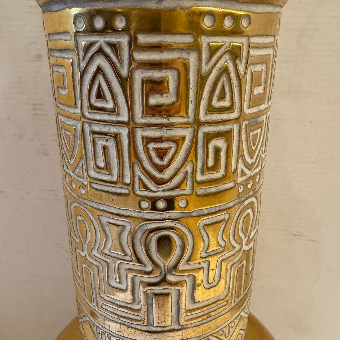 Porcelain Large Gilt Table Lamp For Sale