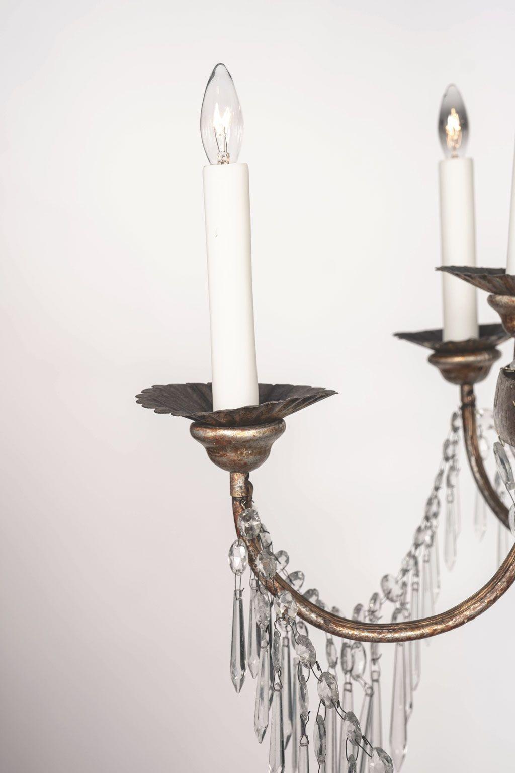 19th Century Large Gilt Tole and Crystal Empire Period Chandelier