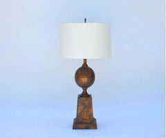 Large Gilt Tole Neoclassical Lamp with Custom Shade