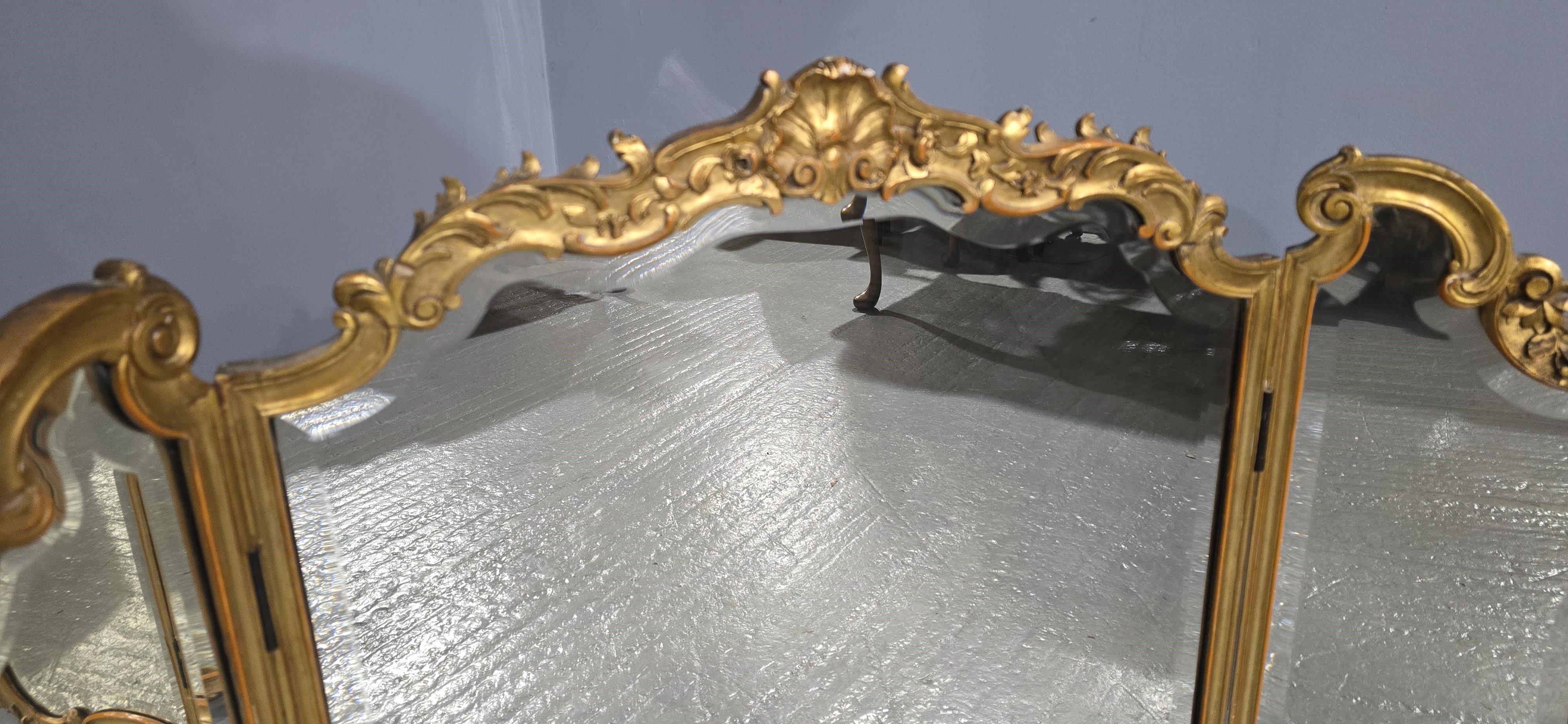 Large Gilt Triptych Dressing Table Mirror Francés en venta
