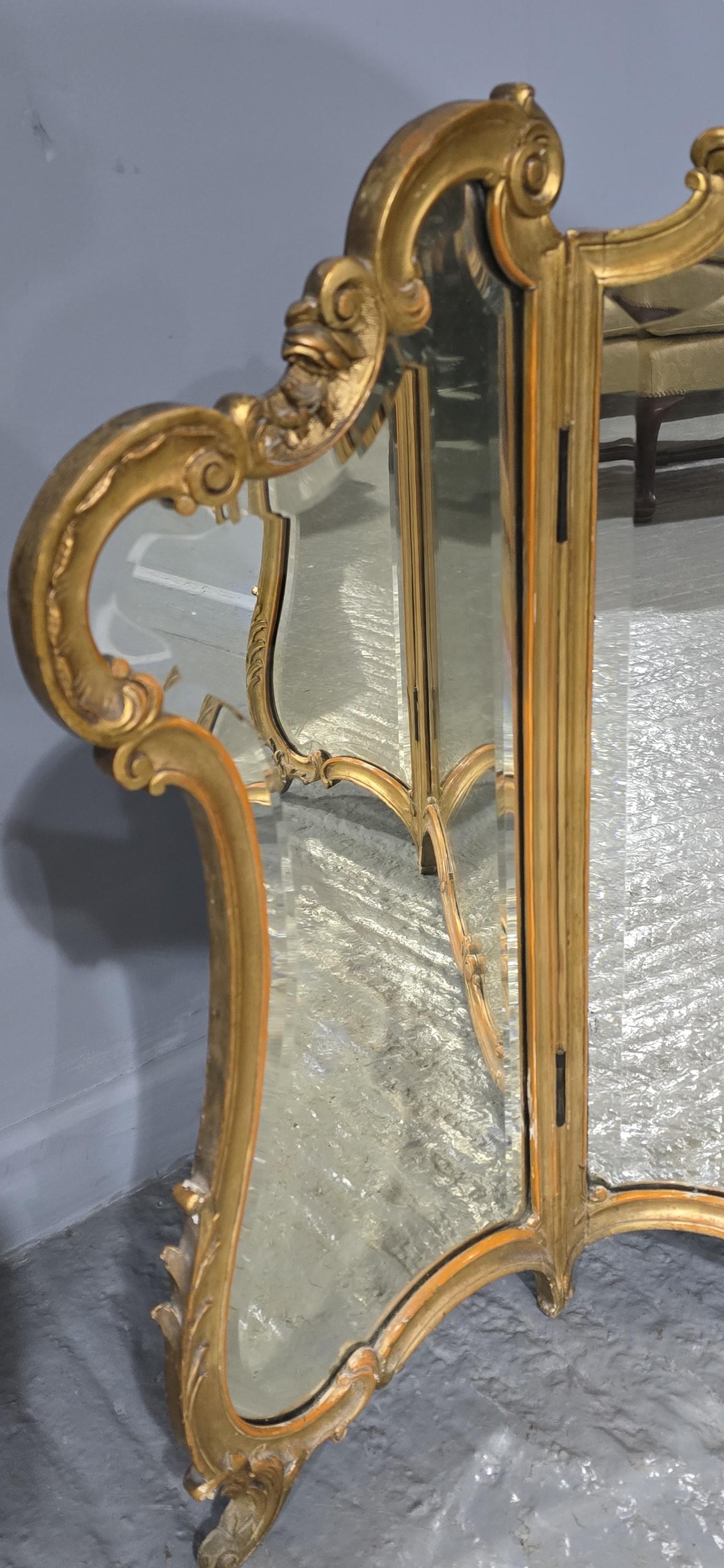 Large Gilt Triptych Dressing Table Mirror en Bueno estado para la venta en Swadlincote, GB
