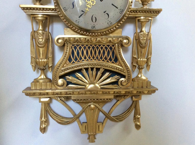Large Giltwood Cartel Wall Clock by Gustav Becker For Sale at 1stDibs