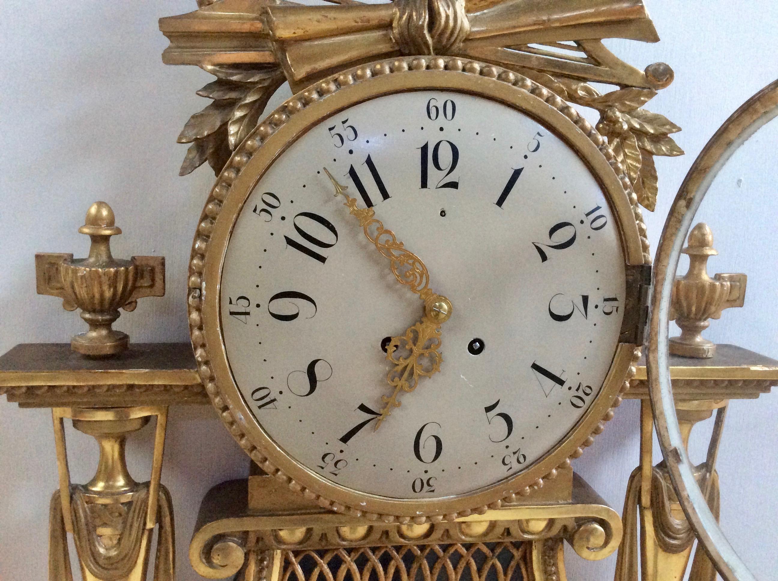 Victorian Large Giltwood Cartel Wall Clock by Gustav Becker For Sale