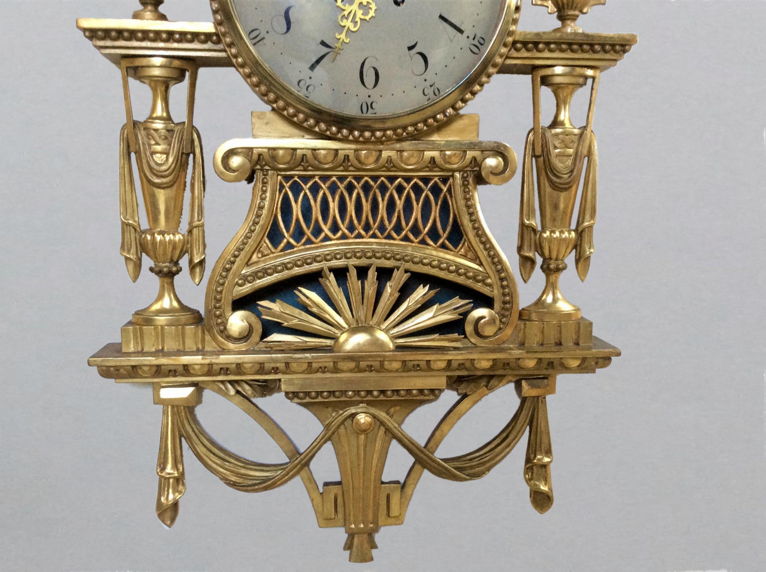 Victorian Large Gilt Wood Cartel Wall Clock For Sale