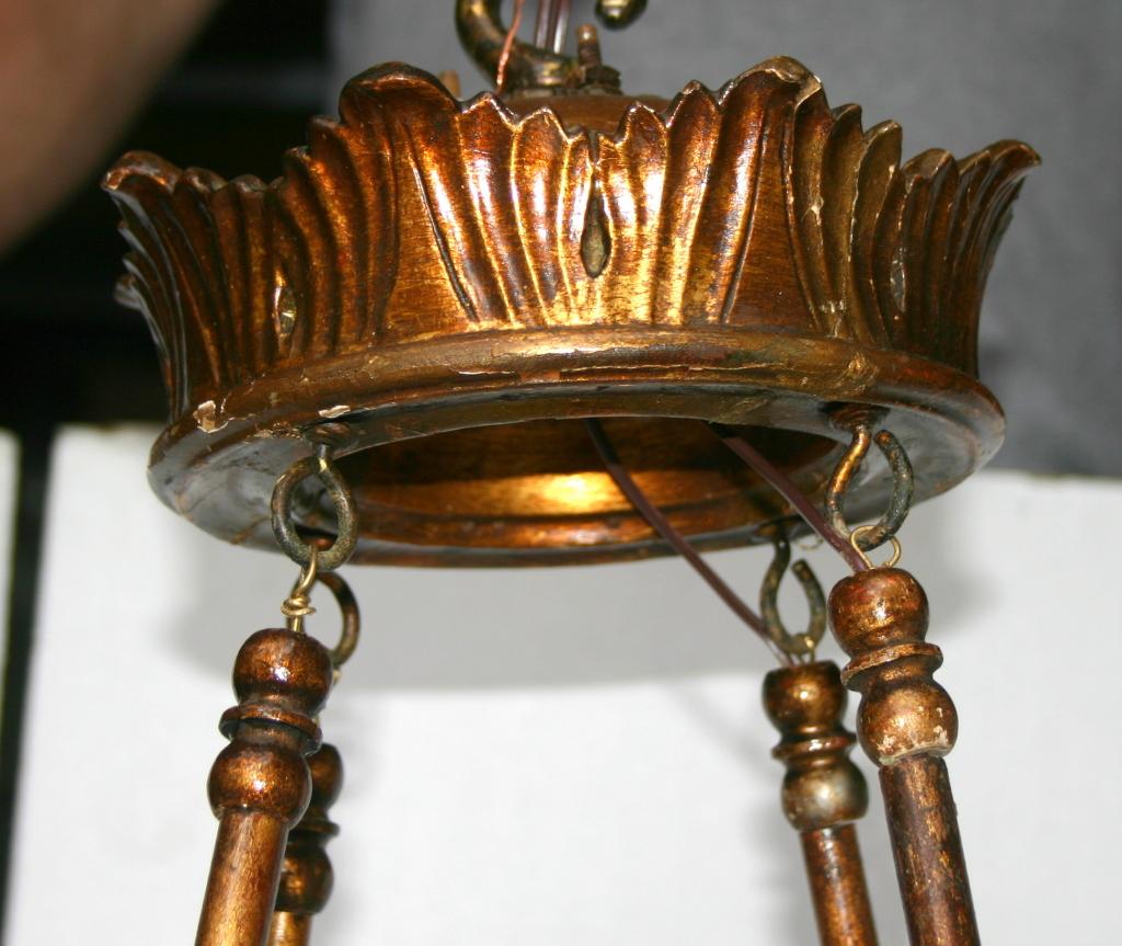 French Large Gilt Wood Chandelier