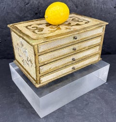 Large Gilt Wood Florentine Jewelry Box Chest of Drawers, Italy 1950's