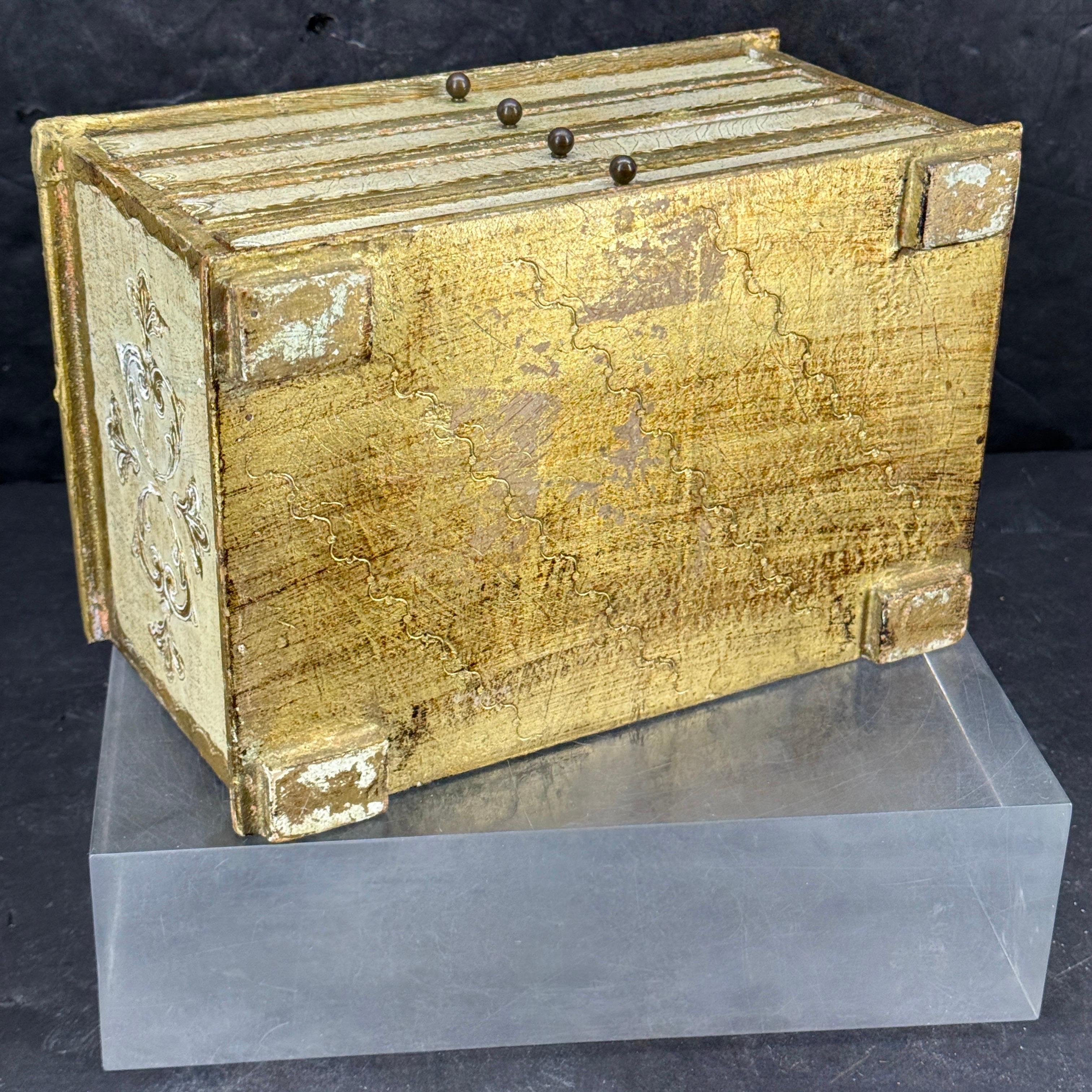 Mid-20th Century Large Gilt Wood Florentine Jewelry Box Chest of Drawers, Italy 1950's For Sale
