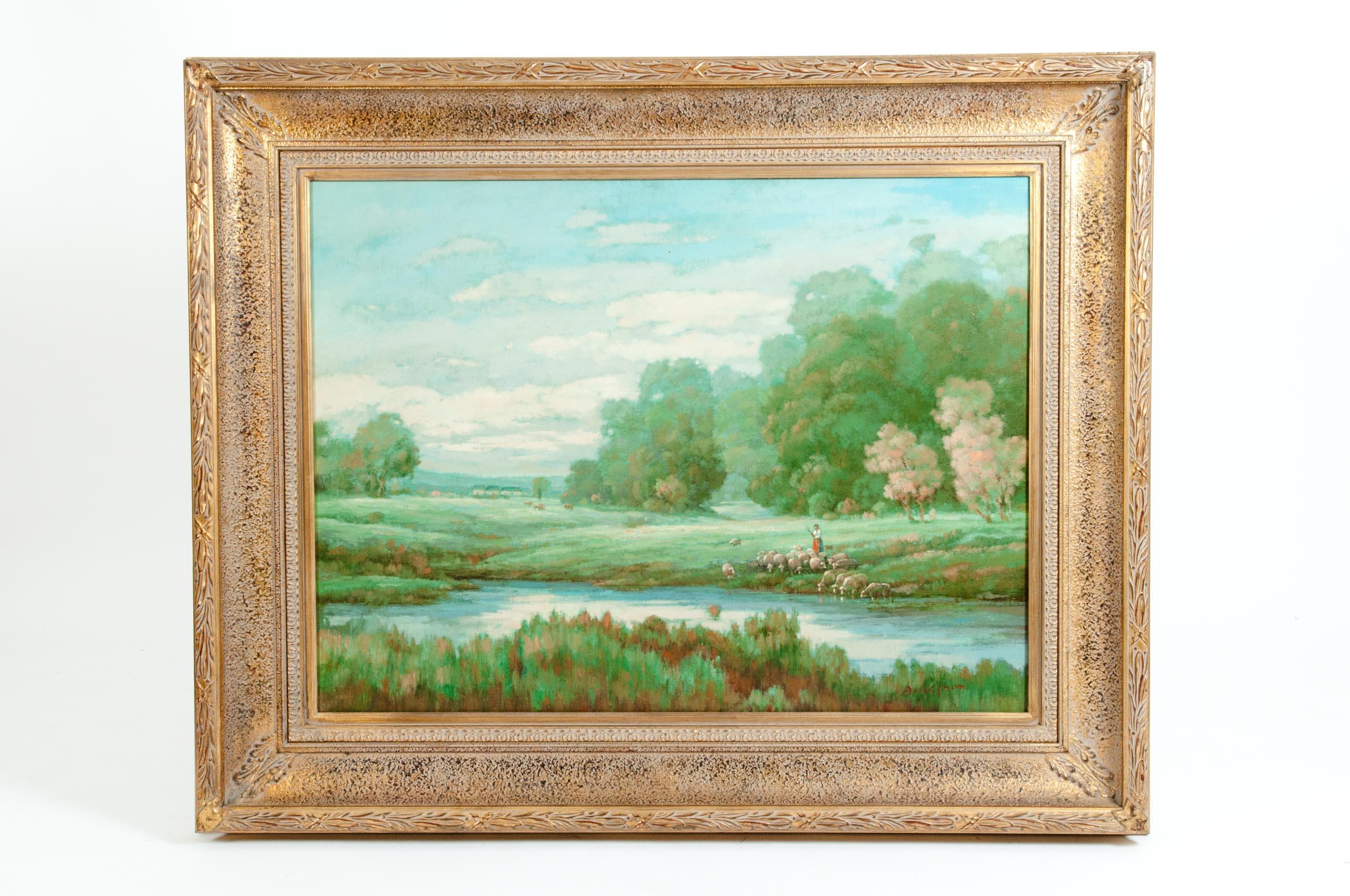 Large Giltwood Frame Oil / Canvas Painting 5