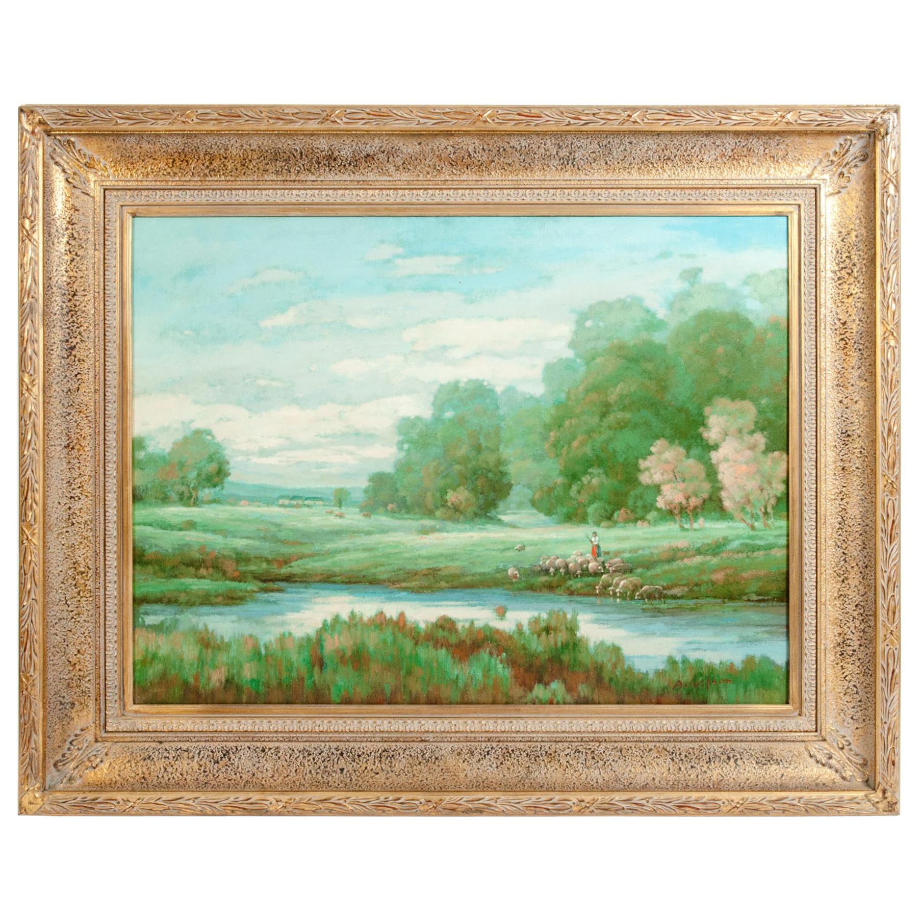 Large Giltwood Frame Oil / Canvas Painting