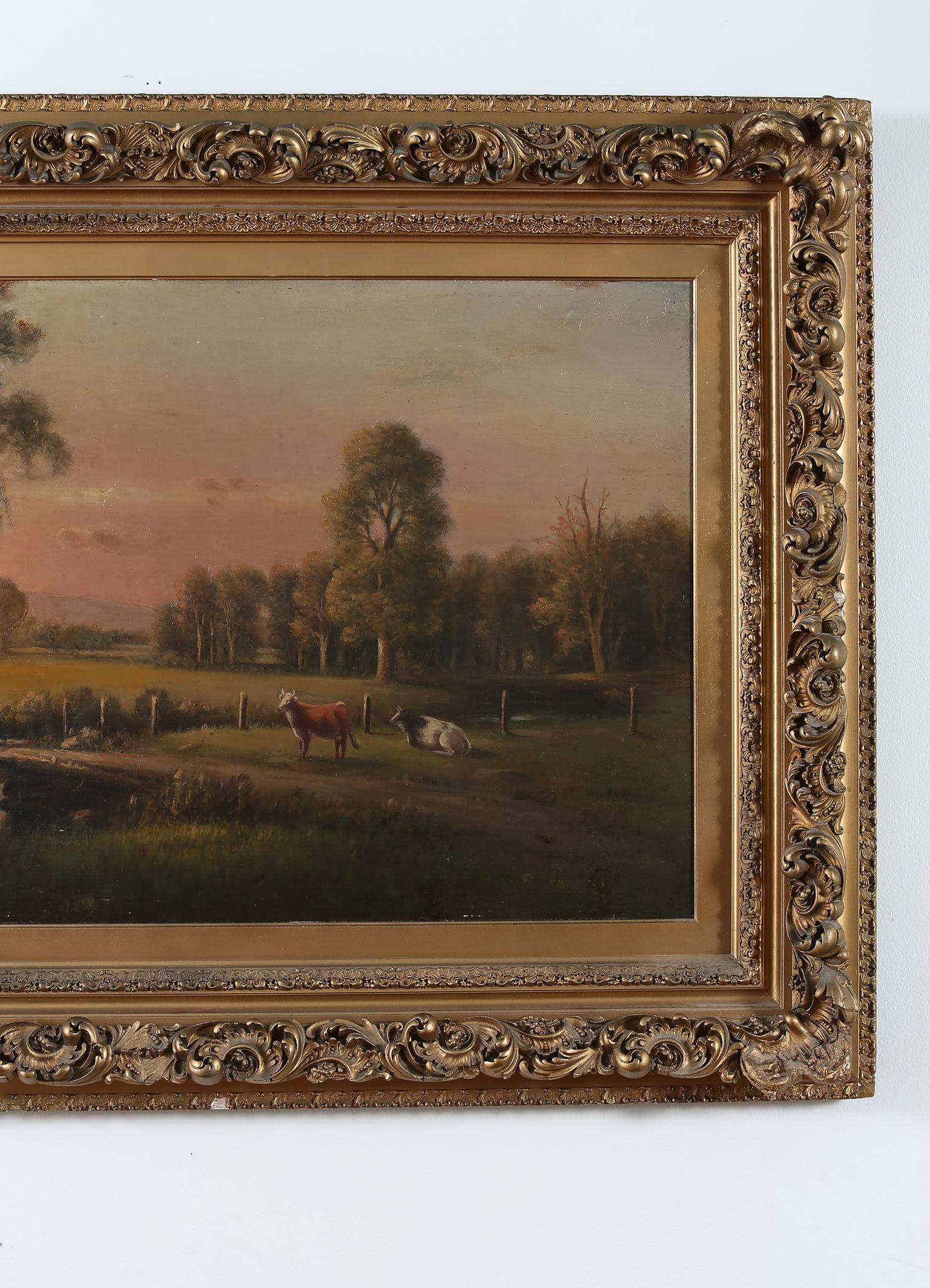 Large Giltwood Framed Oil / Board Painting In Good Condition In Tarry Town, NY