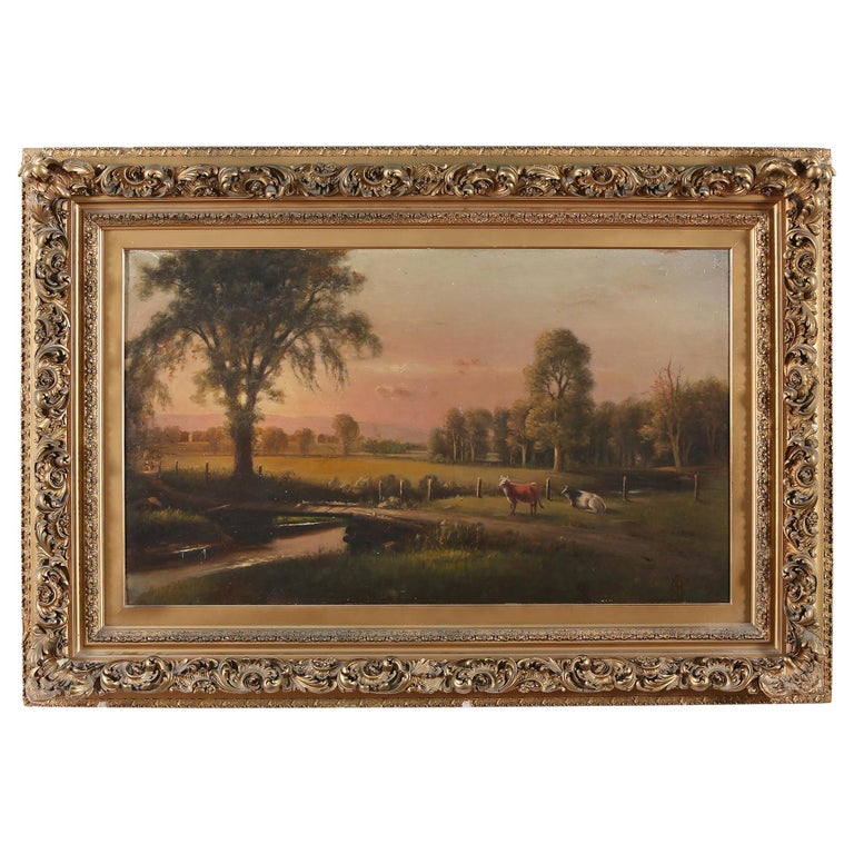 Large Giltwood Framed Oil / Board Painting For Sale at 1stDibs