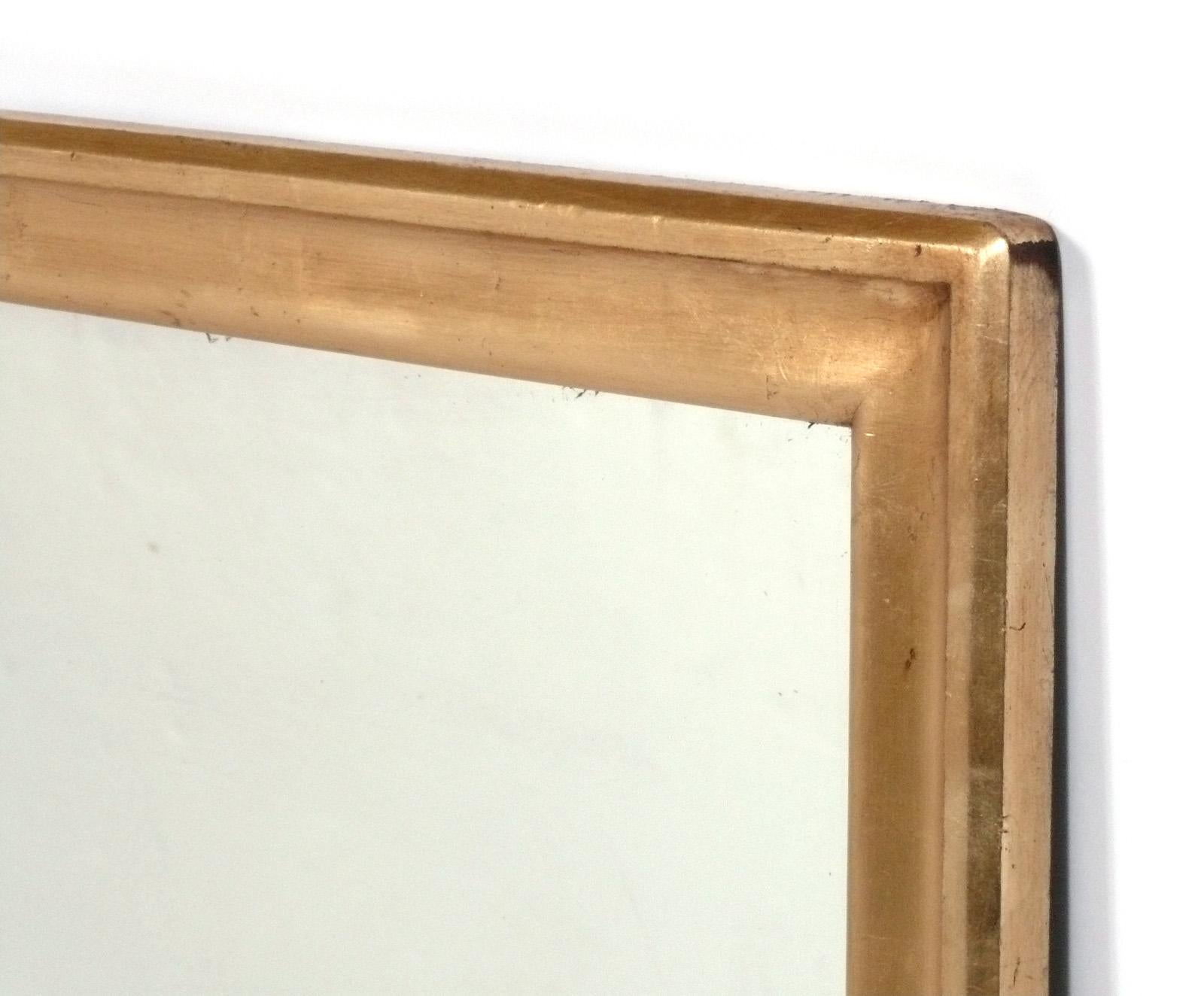 Mid-Century Modern Grand miroir en bois doré 44,75 