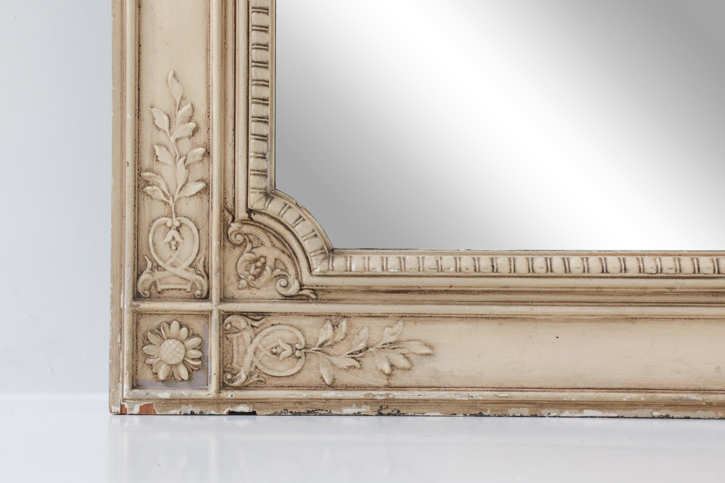 Milieu du XXe siècle Grand miroir à pied à cadre en bois doré, mi-siècle moderne, années 1950 en vente