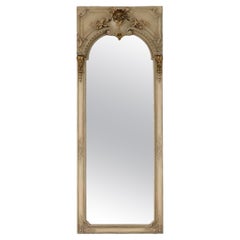 Grand miroir à pied à cadre en bois doré, mi-siècle moderne, années 1950
