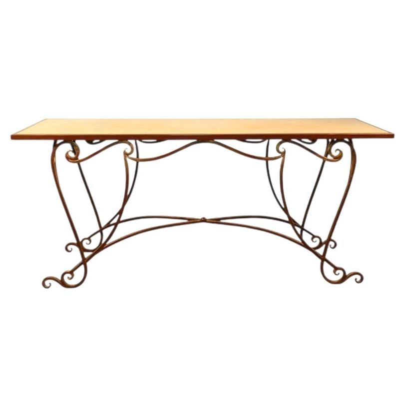 Large Gilt Wrought Iron and Marble Console, 1970 For Sale