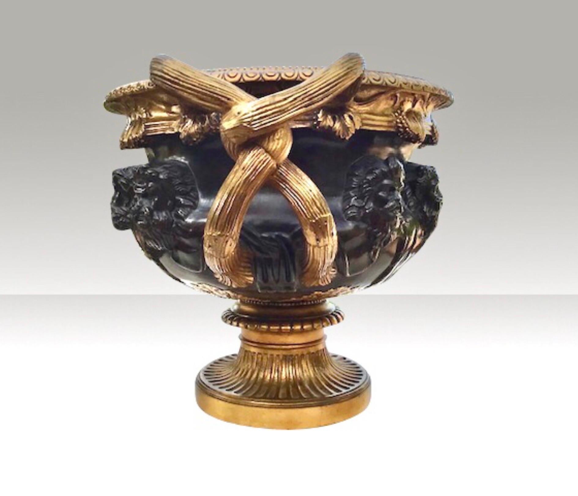 Large Gilted Bronze 'Warwick' Vase by Barbedienne, Paris In Good Condition For Sale In Antrim, GB