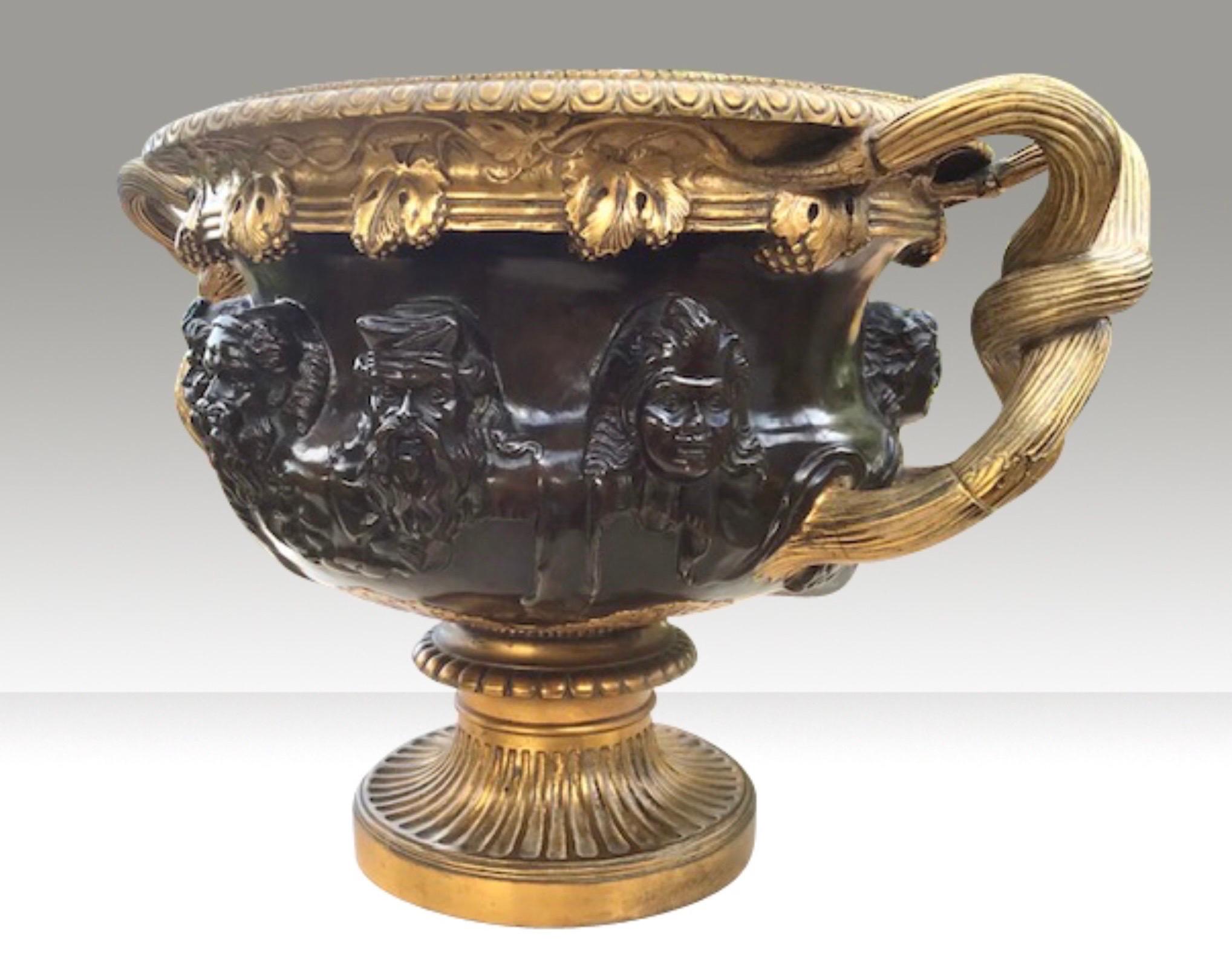Late 19th Century Large Gilted Bronze 'Warwick' Vase by Barbedienne, Paris For Sale
