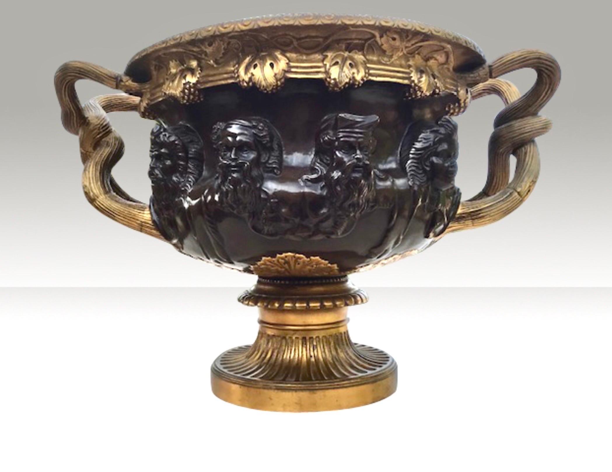 Large Gilted Bronze 'Warwick' Vase by Barbedienne, Paris For Sale 2