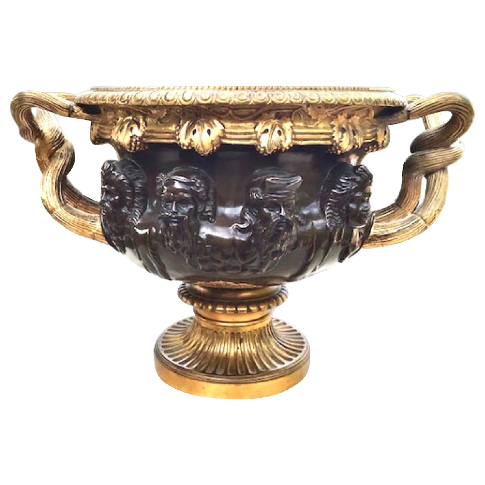 Large Gilted Bronze 
Warwick
 Vase by Barbedienne, Paris For Sale