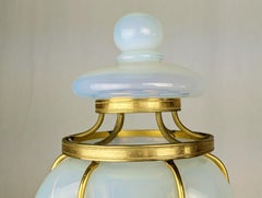 Large Gilted Metal & Iridescent Murano Glass 1940s Sconce