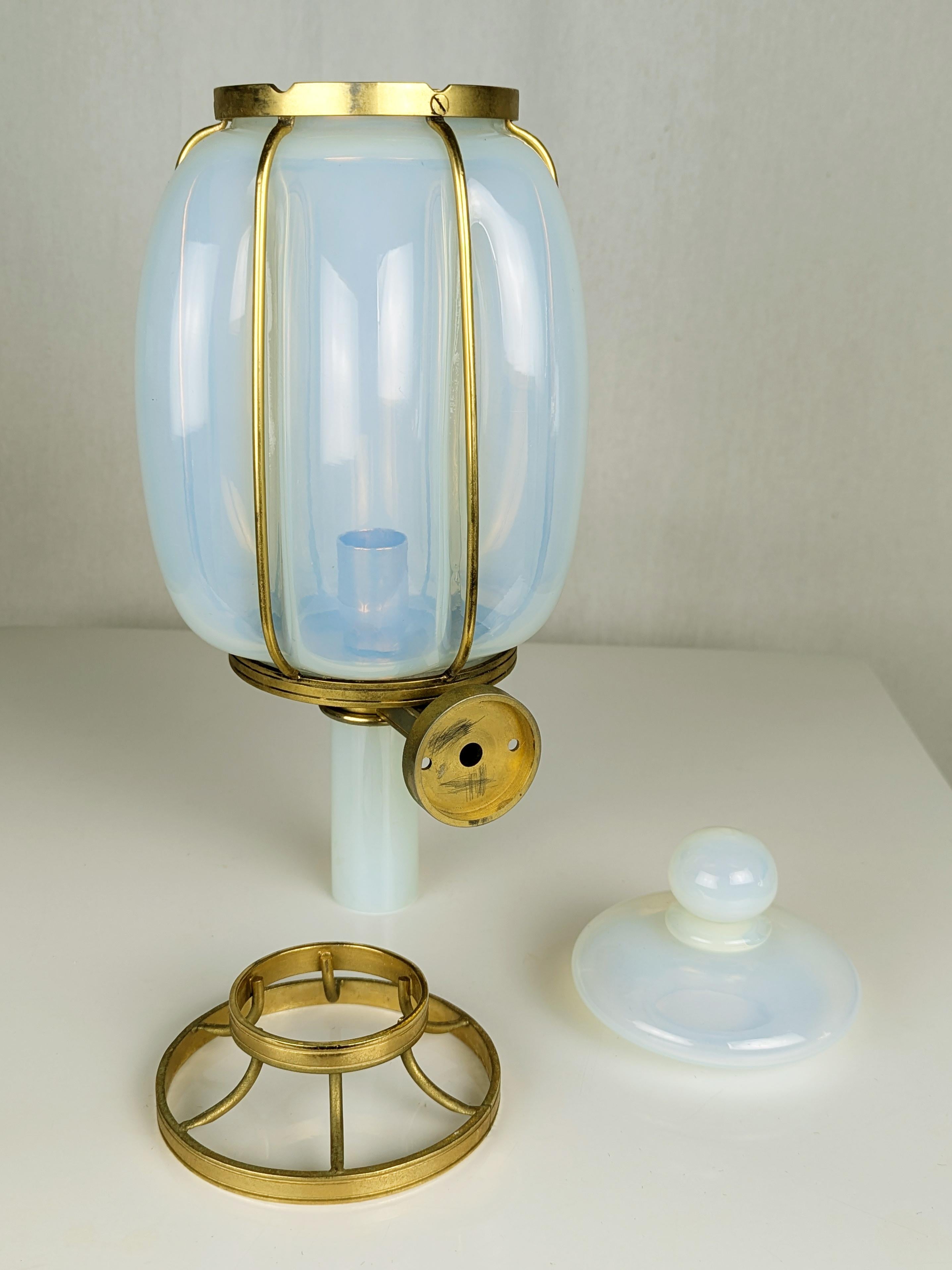 Italian Large Gilted Metal & Iridescent Murano Glass 1940s Sconce For Sale