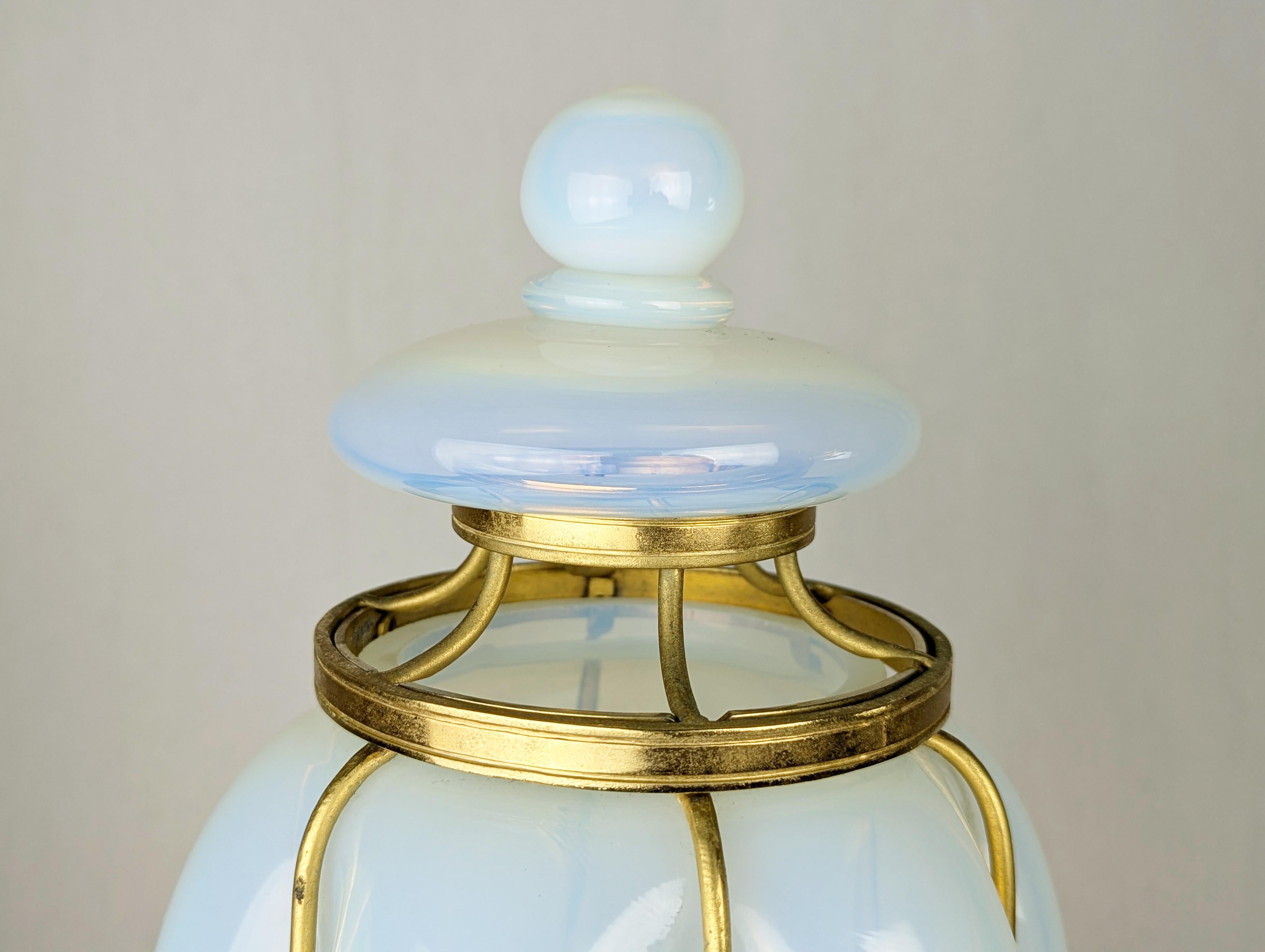 Mid-20th Century Large Gilted Metal & Iridescent Murano Glass 1940s Sconce For Sale
