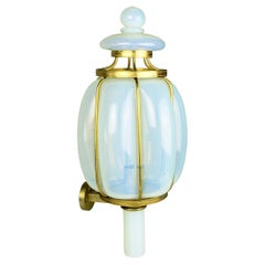 Große vergoldetes Metall & schillernde Murano Glas 1940er Jahre Sconce