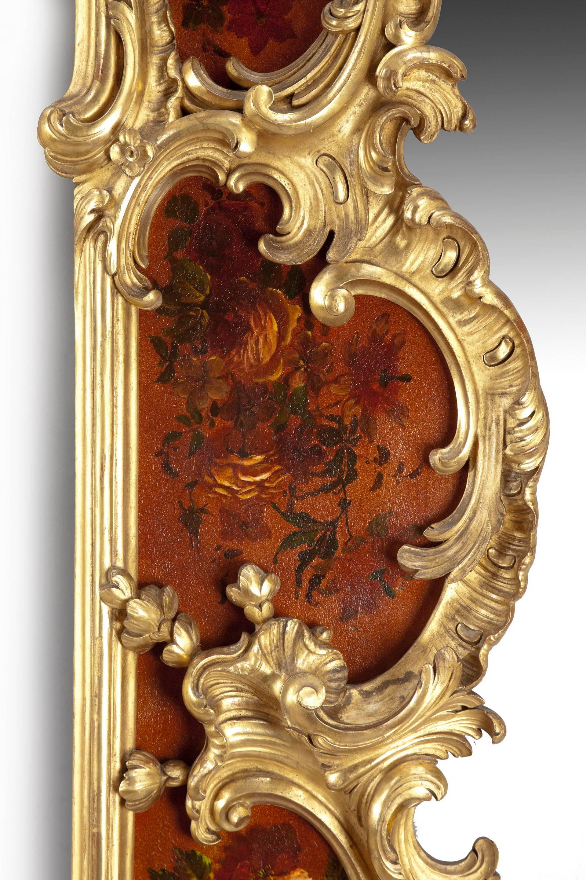 French Large Giltwood and Vernis Martin Mirror by Louis Majorelle from the Dutch Royal