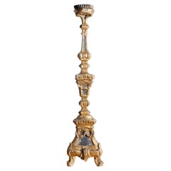 Large Giltwood Baroque Altar Candlestick, Italy, 18th Century