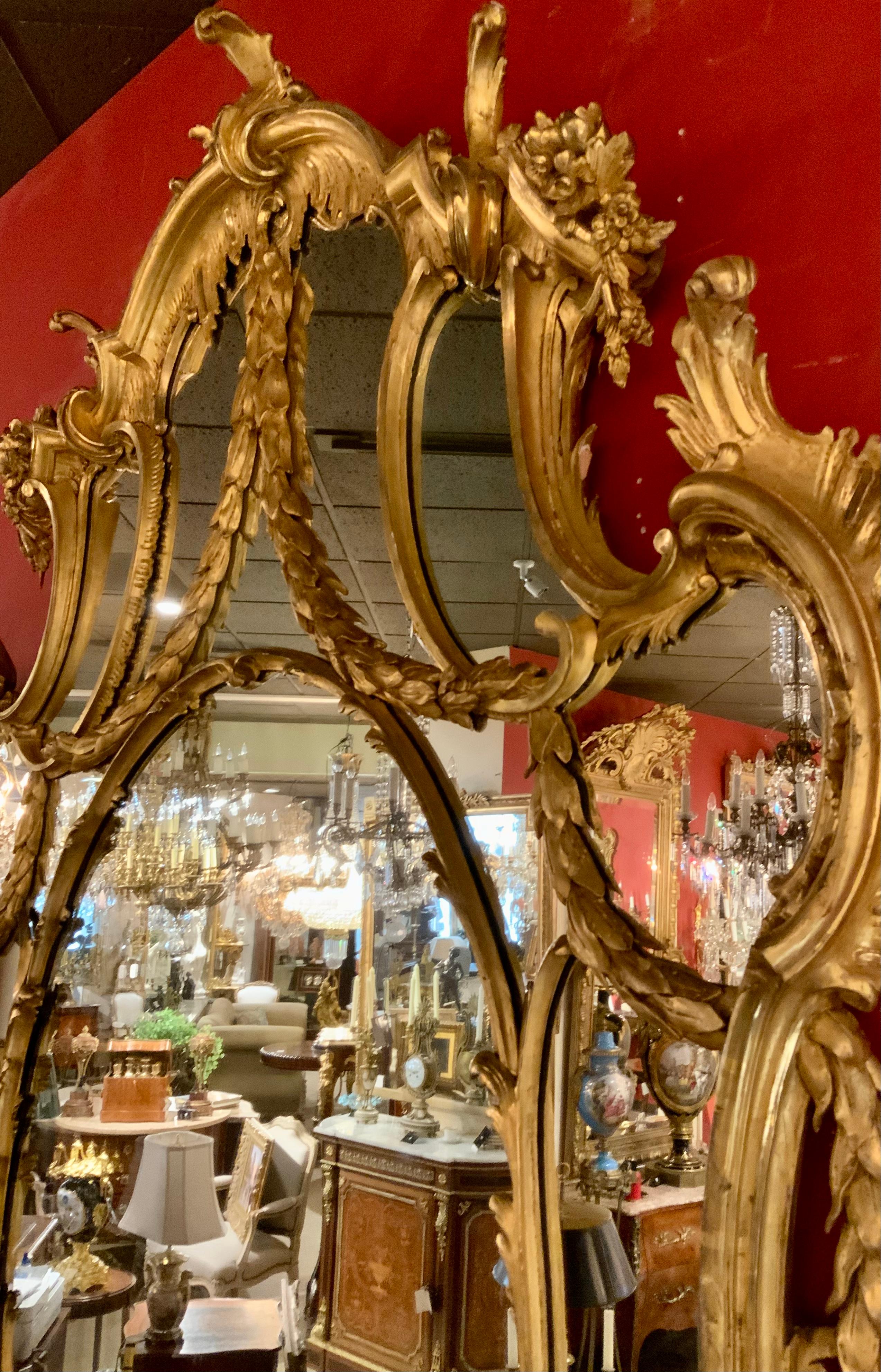 British Large Giltwood Chinese Chippendale Mirror, George III Style, 18th Century