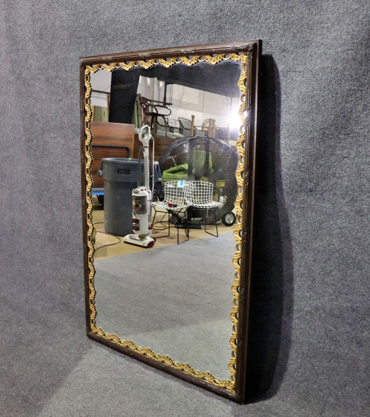 Large Giltwood Dark Framed French Directoire Wall MIrror  For Sale 3