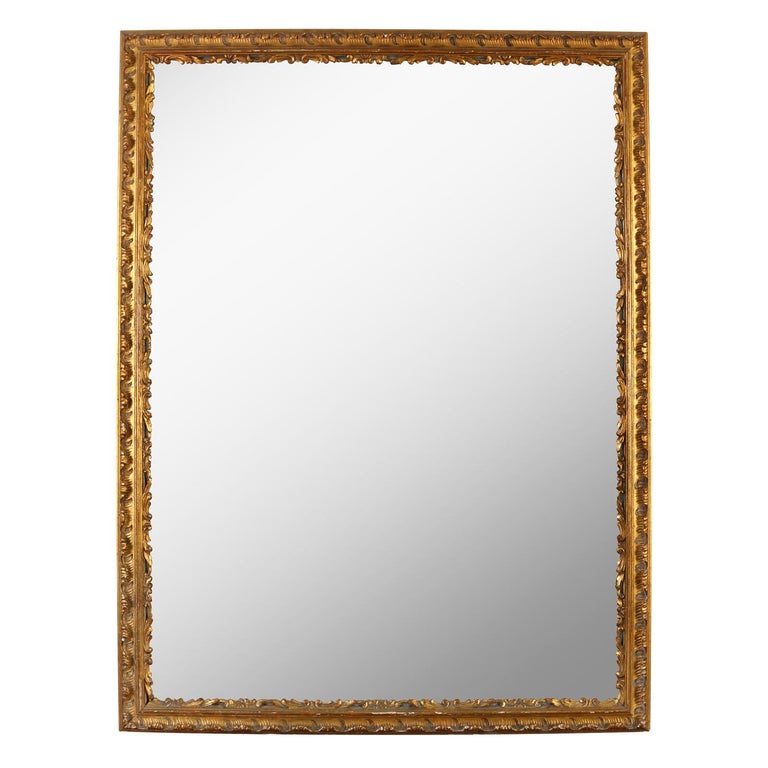 Large Giltwood European Rectangular Mirror For Sale at 1stDibs