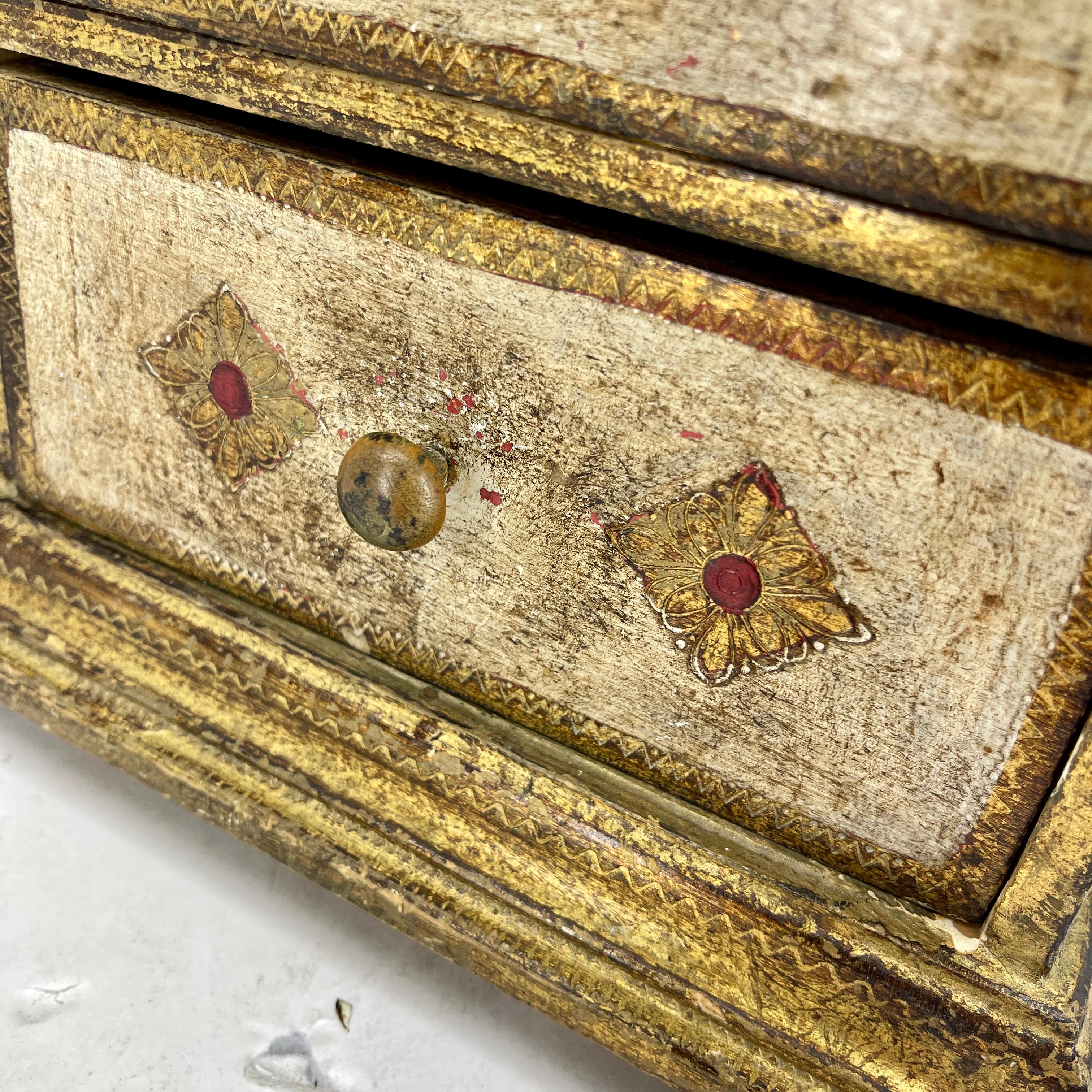 Large Gilt Wood Florentine Jewelry Box Chest of Drawers, Italy 1950's 3