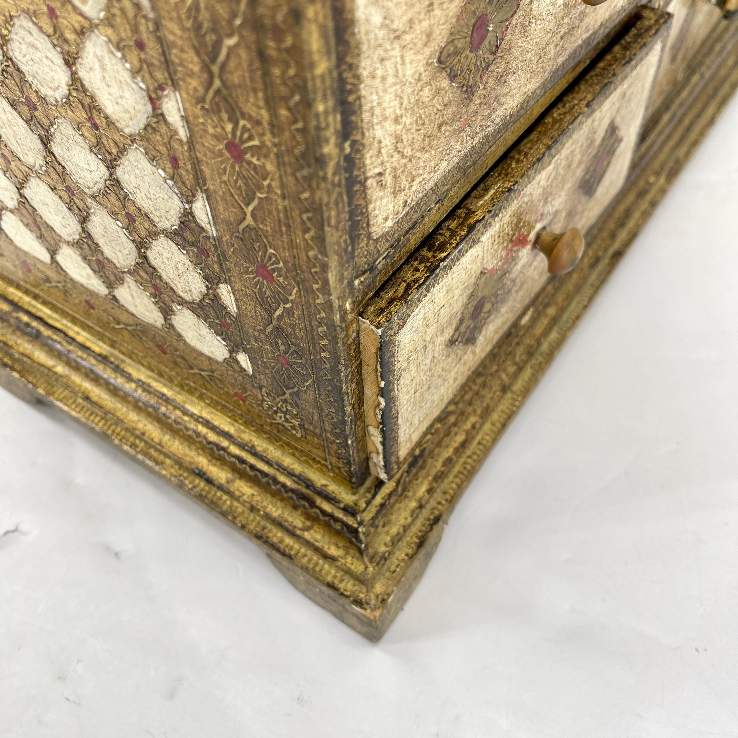 Large Gilt Wood Florentine Jewelry Box Chest of Drawers, Italy 1950's 6