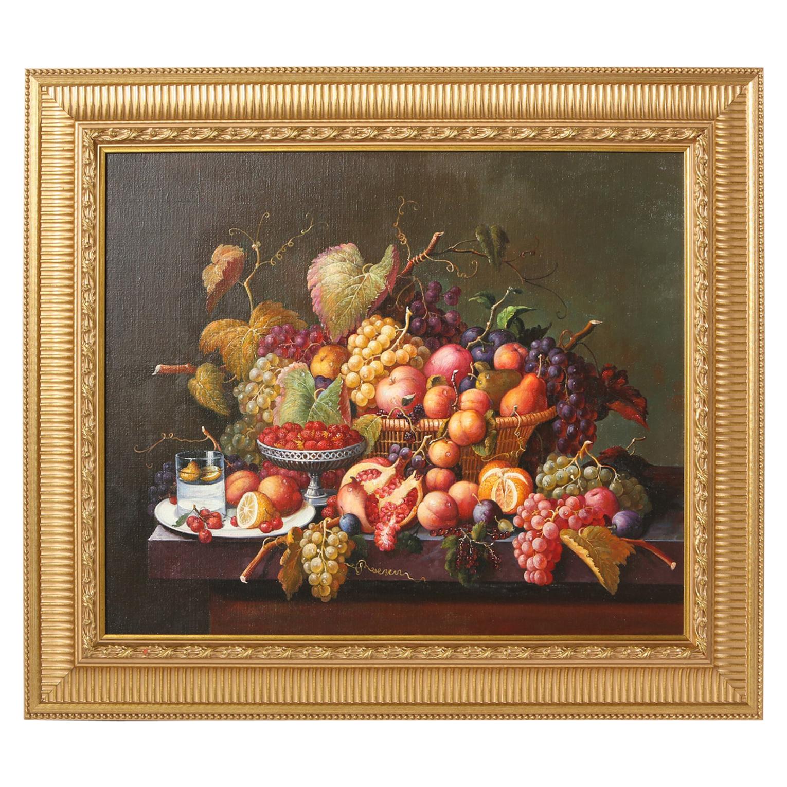 Quadro ad olio su tela con cornice Giltwood di grandi dimensioni