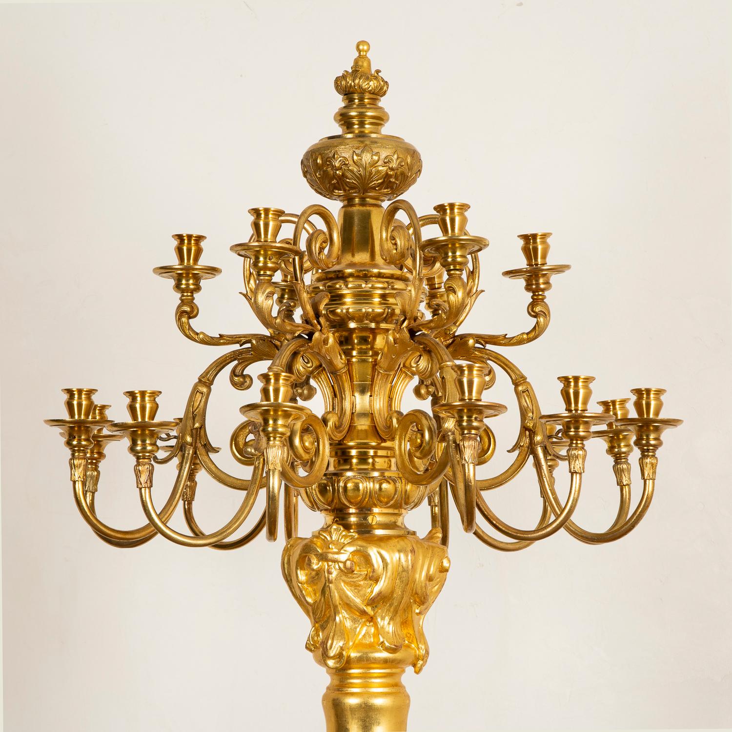 Large Giltwood and Gilt Bronze French Candelabra, circa 1870 For Sale 10