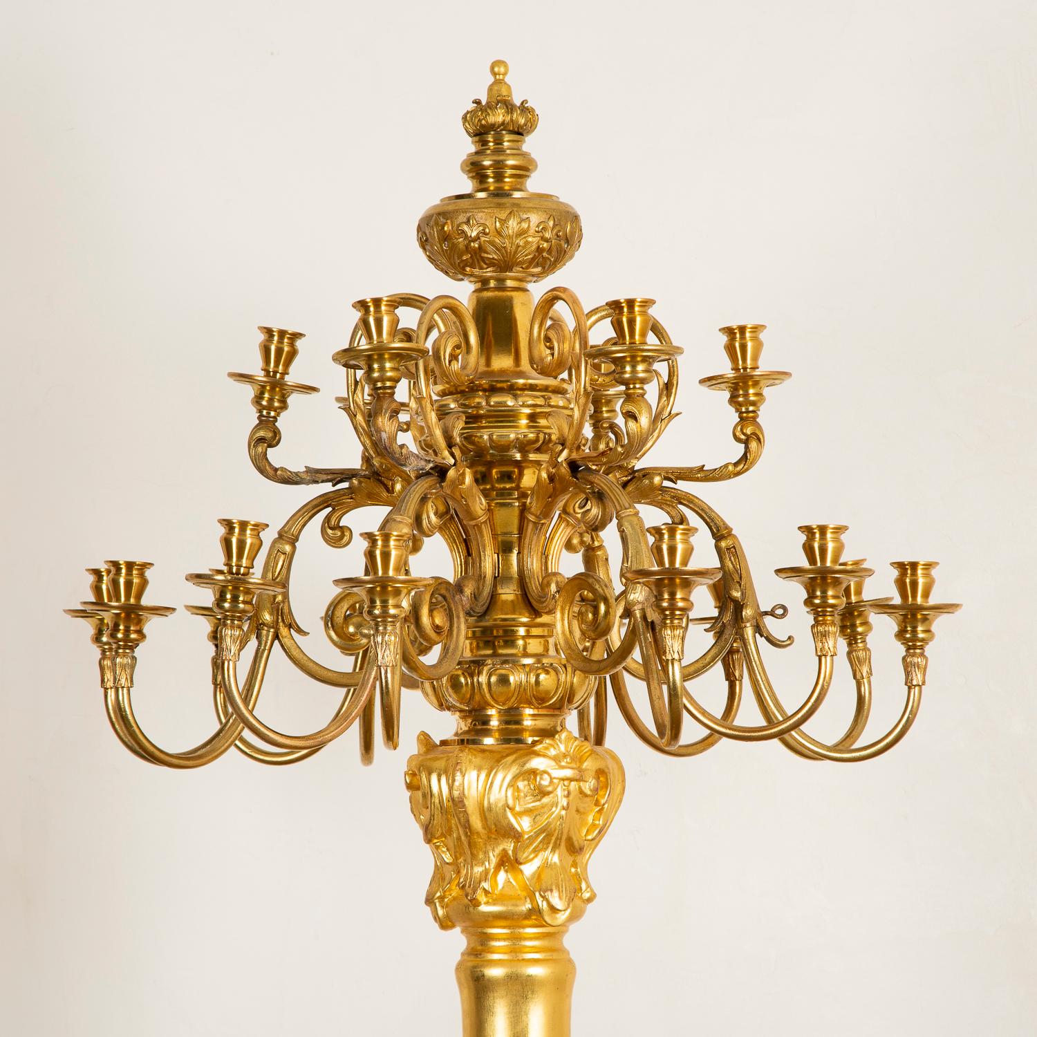 Large Giltwood and Gilt Bronze French Candelabra, circa 1870 In Good Condition For Sale In London, GB