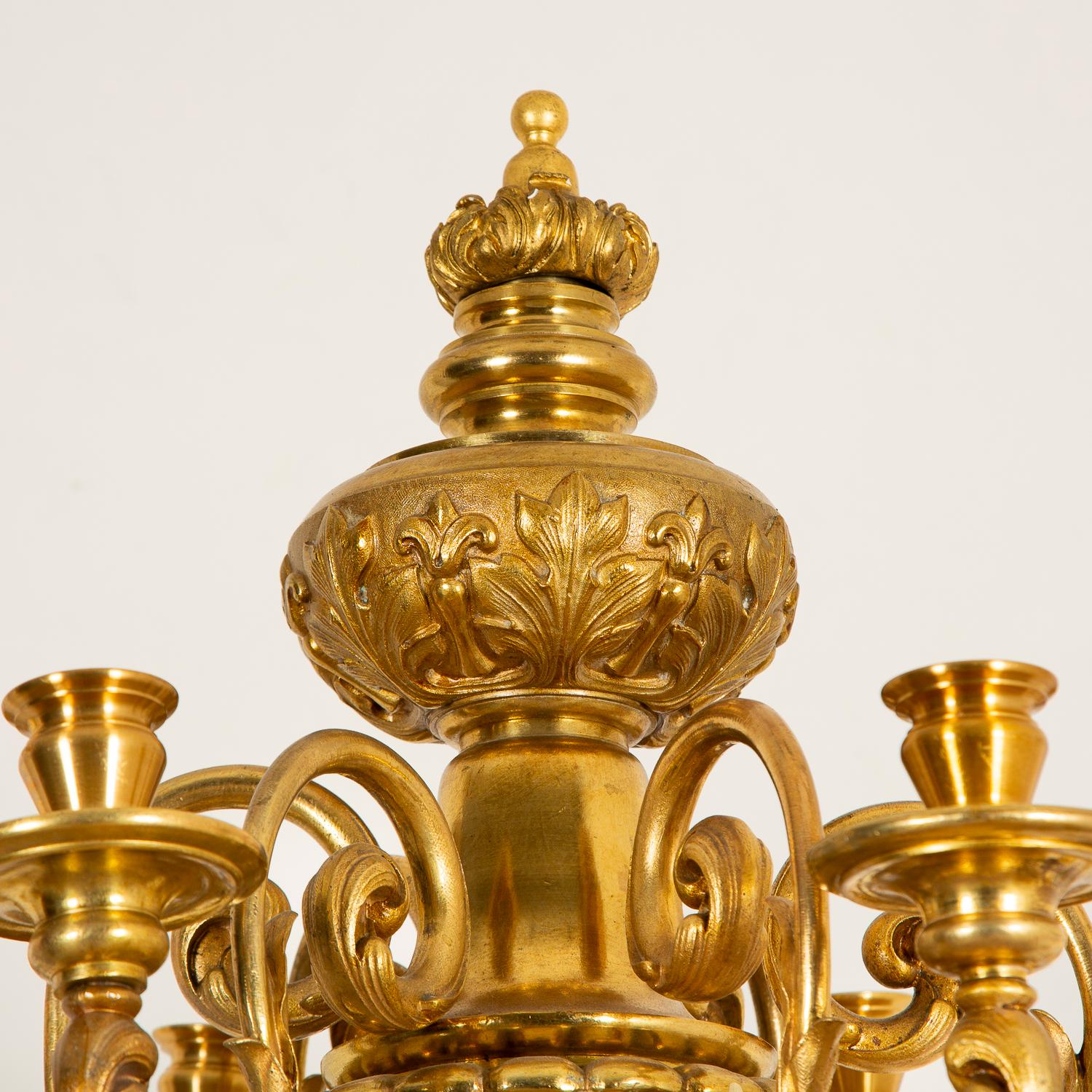 19th Century Large Giltwood and Gilt Bronze French Candelabra, circa 1870 For Sale