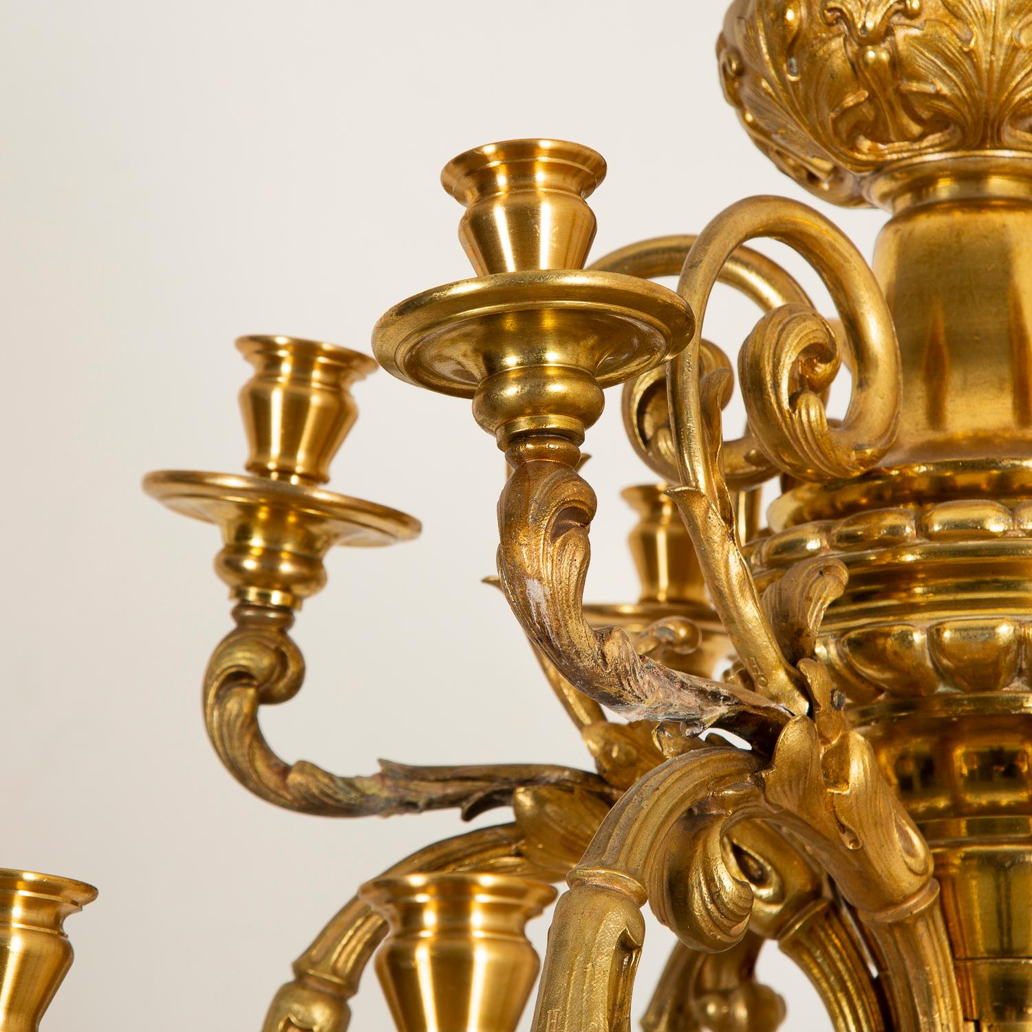 Large Giltwood and Gilt Bronze French Candelabra, circa 1870 For Sale 1