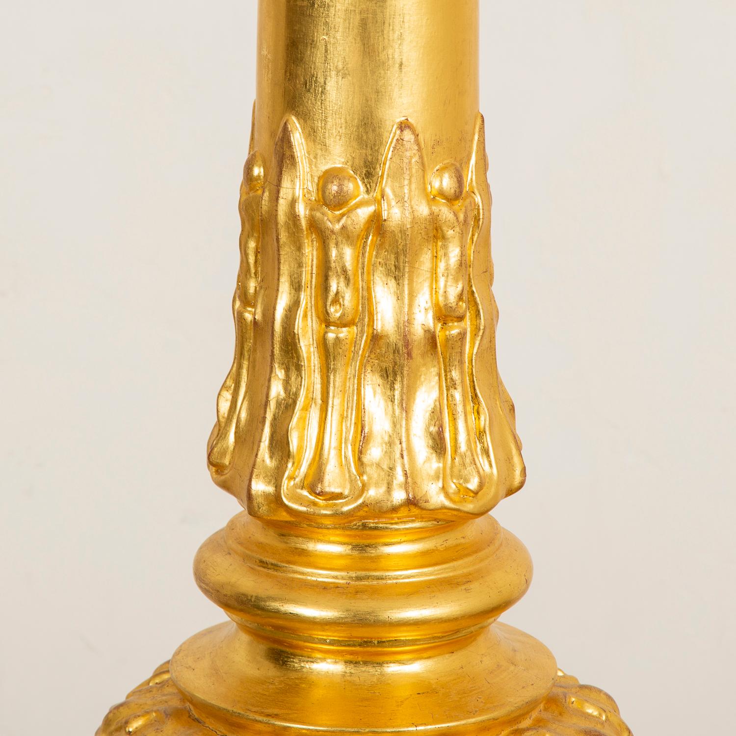 Großer französischer Kandelaber aus Giltwood und vergoldeter Bronze, um 1870 im Angebot 1