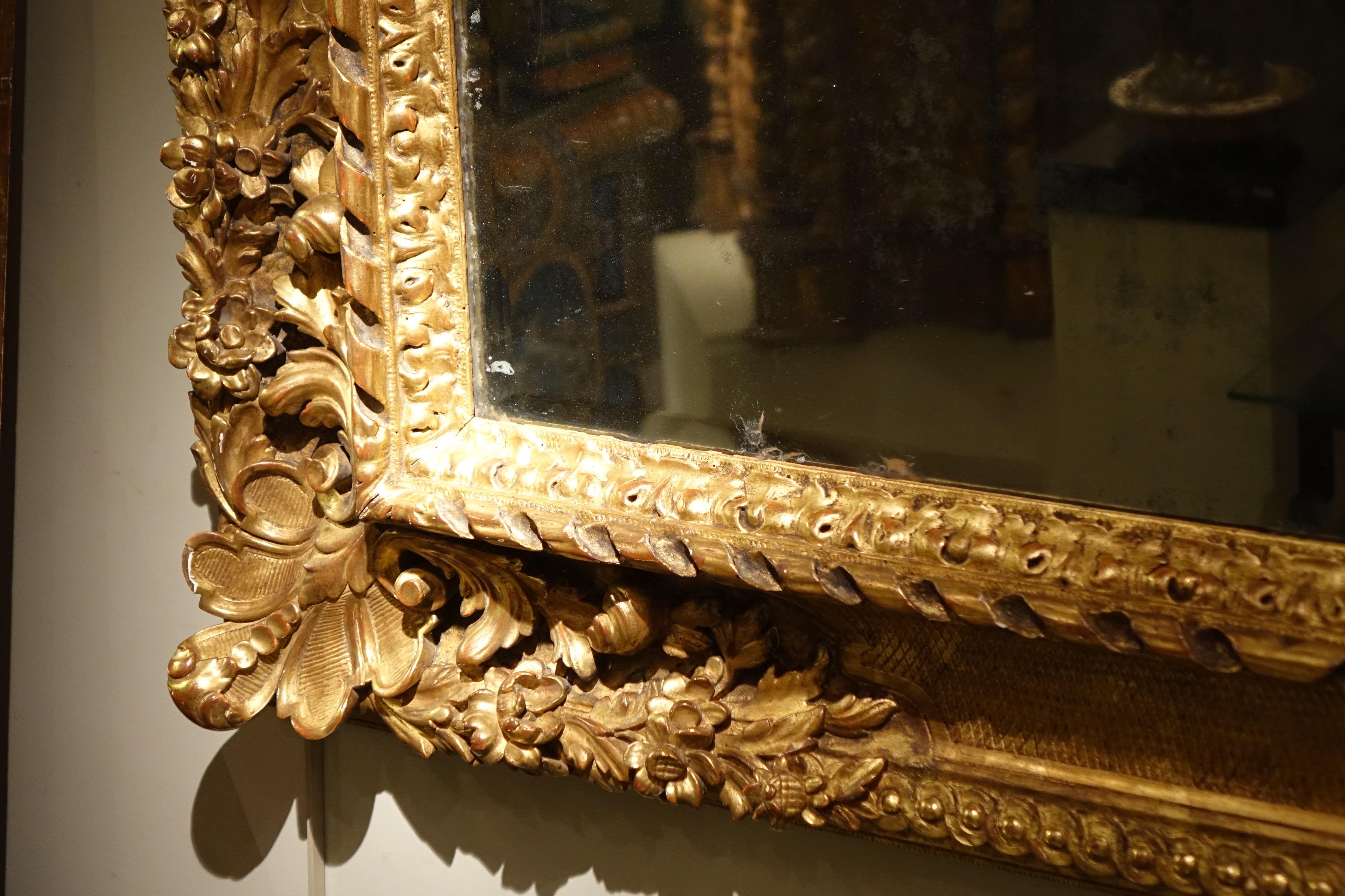 Large Giltwood  Louis XIV Style Mirror , France  circa 1850 1