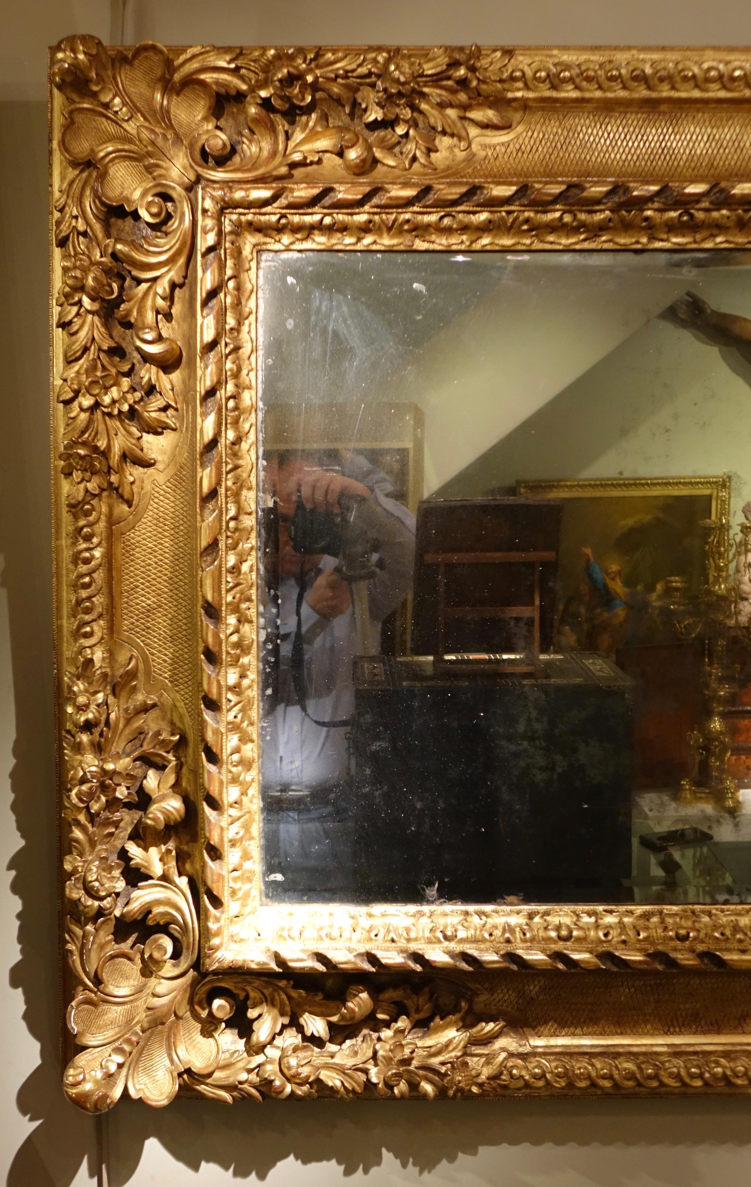Large Giltwood  Louis XIV Style Mirror , France  circa 1850 2
