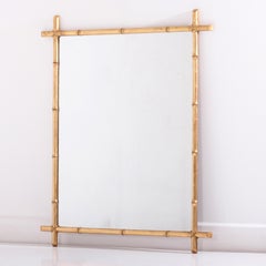 Large Giltwood Simulated Bamboo Mirror with Sparkling Mercury Plate