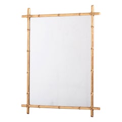 Large Giltwood Simulated Bamboo Mirror with Sparkling Mercury Plate