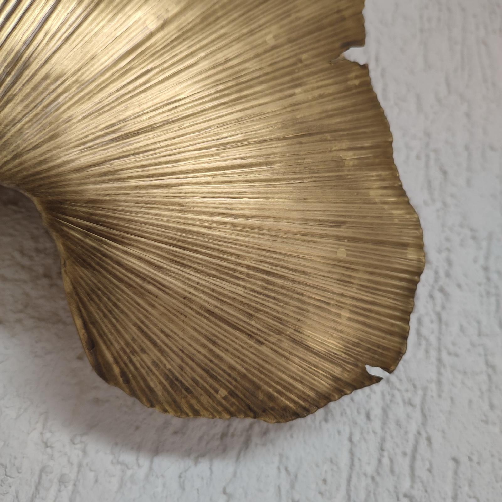Large Ginkgo Leave Brass Wall Light Organic Shape, Tommaso Barbi Style 6