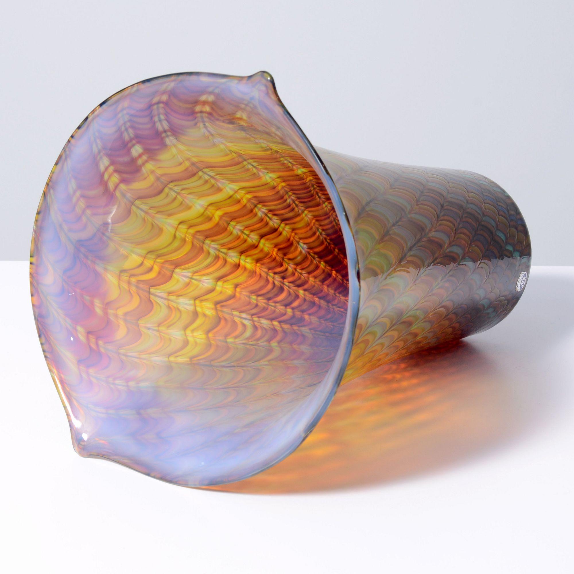 XX secolo Vaso grande Gino Cenedese PEACOCK, 12.5 
