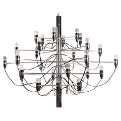 Large Gino Sarfatti 30 Armed Chrome Chandelier Model 2097 Made by Flos, 1980s